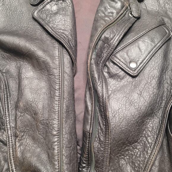 VTG Winlit Leather Jacket Large Black Motorcycle Biker Asymmetrical Bomber 90s - Picture 11 of 12